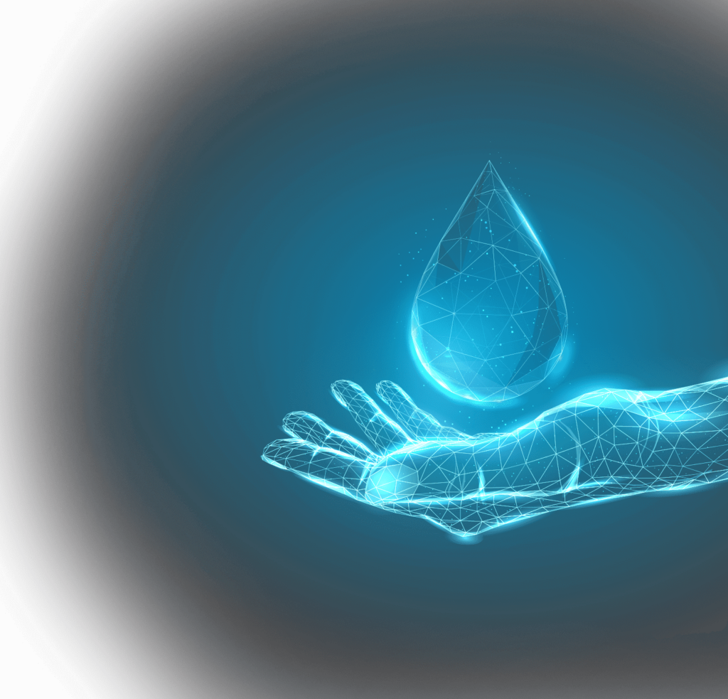 Diagram of a handing reaching out to catch a droplet of water