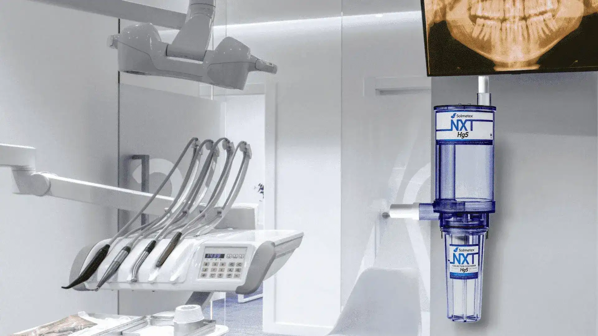 A dental office with an amalgam collection container system
