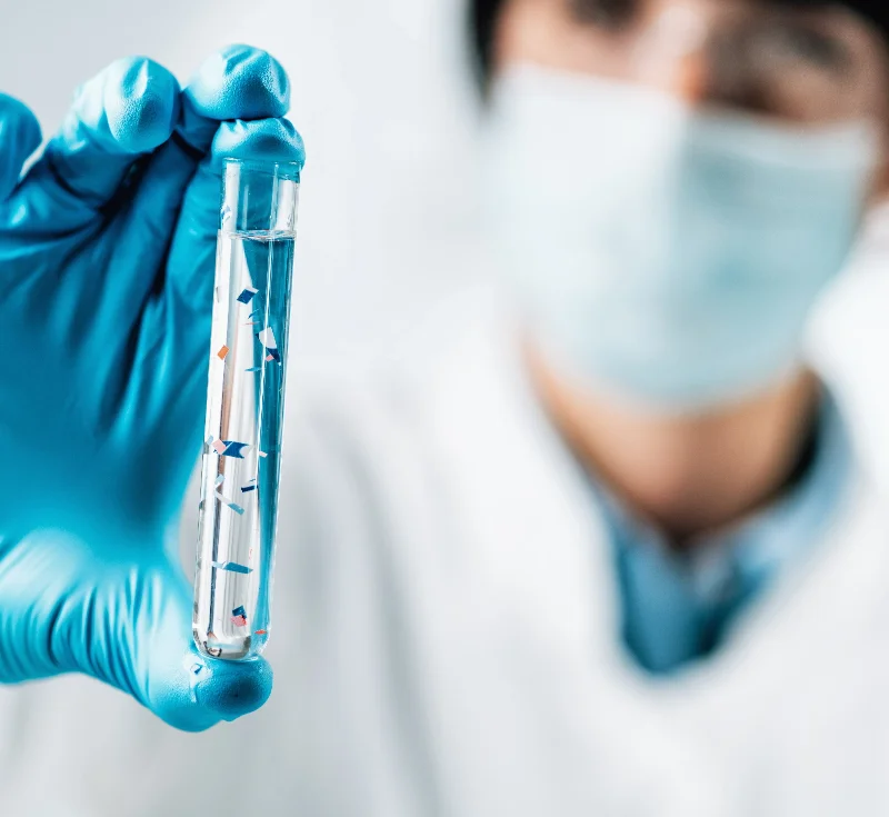 A dental lab technician testing water